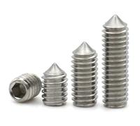 10pcs 304 Stainless Steel M2-M12 Hex Hexagon Socket Set Screw Cone Point Grub Screw(5mm,M4 (10pcs))