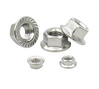 10pcs 304 Stainless Steel M3 M4 M5 M6 M8 M10 M12 M14 M16 M20 Hexagon Flange Nut Pinking Slip Locking Lock Nut(M20 (10pcs))