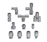 10PCS 304 Stainless Steel Pneumatic Tube Sleeve,PC PCF PL POC PB Trachea Connector,Quick Joint Thread 6/10/12(PMF)