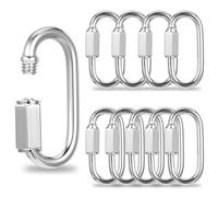 10PCS 304 Stainless Steel Quick Link Chain Connector Clips Threaded Locking Carabiner, Heavy Duty D Shape Quick Links Screw Carabiner Clip, Safety Chain Hooks 1.5"
