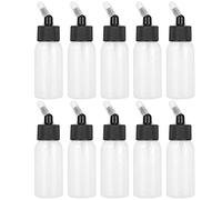10pcs 30ml Airbrush Bottles, Pigment Container for Dual - Action Siphon Spray Guns, Transparent Paint Holder with Vent Cap, Scale Empty Bottle for Art Supplies