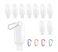 10pcs 30ml Clear Travel Bottles, Leakproof Refillable Containers with Hook for Hand Sanitizer, Disinfectant, Toiletries, and Liquids, Portable Hand Sanitiser Mini with Clip