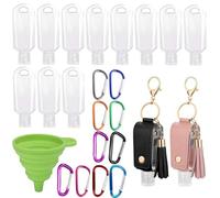 10Pcs 30ml Travel Bottles for Toiletries, Travel Hand Sanitiser Container, Mini Hand Sanitiser Holder with Keyring Clip, Portable Refillable Leak-Resistant