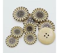 10pcs 30mm/40mm Large Wood Buttons 4 Holes Black Star Patterns Round Sewing Embellishments Cardmaking Scrapbook Bag Decorations-As photo-30mm