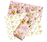 10pcs 30th Birthday Wrapping Paper,50 * 70cm Rose Gold 30th Happy Birthday Gift Wrap Paper and Tissue Paper Eco-friendly Gift Wrap Perfect for Wrapping Present or Flower for Girls Woman