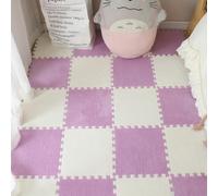 10Pcs 30x30x1cm Plush Foam Puzzle Area Rug, Soft Interlocking Carpet Mats for Bedroom Nursery Playroom Gym Yoga,Cuttable Floor Mat (Purple White)