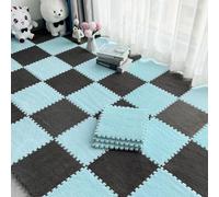 10Pcs 30x30x1cm Plush Foam Puzzle Area Rug, Soft Interlocking Carpet Mats for Bedroom Nursery Playroom Gym Yoga,Cuttable Floor Mat (Blue Grey)