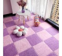 10Pcs 30x30x1cm Plush Foam Puzzle Area Rug, Soft Interlocking Carpet Mats for Bedroom Nursery Playroom Gym Yoga,Cuttable Floor Mat (Purple Pink)