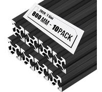 10PCS 31.5inch 2020 Aluminum Extrusion,T Slot Extruded Aluminum Rail, European Standard Anodized Black Linear Rail, for 3D Printer Laser Engraving Machine CNC Workbench DIY (800MM, 10)