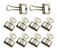 10pcs 32mm Hollow Bronze Color Skeleton Binder Clips Metal Wire Foldback Clips for Planner Journal Notebook Office School Organization Supplies
