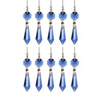 10pcs 38mm Chandelier Crystals Replacement Parts Prisms Pendants Hanging Clear Icicle Drop with Glass Octagon Beads for Chandelier Decoration
