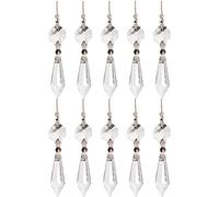 10pcs 38mm Chandelier Crystals Replacement Parts Prisms Pendants Hanging Clear Icicle Drop with Glass Octagon Beads for Chandelier Decoration