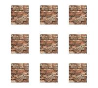 10Pcs 3D Wall Stickers Antique Foam Brick Wallpaper Self-Adhesive Anti-Collision DIY Home Decor for Bedroom Living Room, Brick Red