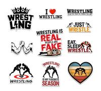 10Pcs-3in Wrestling Stickers Pack - Funny Wrestle Sticker Vinyl Decals for Wrestlers, Teams, Coaches - Waterproof Vinyl Stickers for Laptop, Water Bottle, Journal, Phone Case (Wrestling 2, 3in)