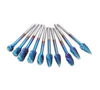 10Pcs 3mm Shank Blue Nano Tungsten Carbide Burrs 6mm Head Rotary File Set