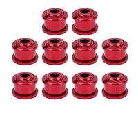 10Pcs 4.9mm Aluminum Alloy Chainring Bolts Super Light Durable Rustproof Bicycle Single Speed Chainwheel Screws for Mountain Bike Road Bike Double Disc Modification Accessories 10 (Red)