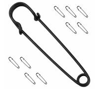 10Pcs 4 inch 10cm Extra Large Safety Pins Metal Heavy Duty Blanket Pins for Jewelry Crafts (Black)