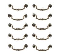 10PCS 4 Inch Vintage Cabinet Pulls, Small Chinese Style Furniture Pull Handles Antique Alloy Handle for Dresser Cabinet Cupboard Wardrobe.