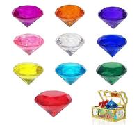 10Pcs 40mm Big Size Kids Diamond Gemstones, Acrylic Diamond Gems Large Jewels, Large Pirate Treasure Chest Hunt Toy Children Gemstones Crystals for Pirate Treasure Hunt Diving Teaching (No Chest)