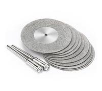 10Pcs 40mm Diamond Cutting Discs Diamond Cutting Wheel Cut Off Discs Blades with 2 Mandrel Arbor Set for Dremel Rotary Tool Cutting Polishing Glass Ceramics Tiles Marble Metal Jade Gem Stones