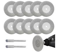10PCS 40mm Diamond Cutting Discs with 2 Mandrels Diamond Cutting Off Discs Wheel Rotary Tool for Metal Glass Ceramics Porcelain Gem Stones Tile Wood High Speed Precision Disc Cutter Set