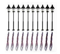 10Pcs 45mm LED Lantern Lamps Warm White Model Railway Lights with Resistors, 3V DC/AC Compatible,HO/N Scale Miniature Accessories for Train Layouts and Scene Decoration,Metal and Plastic Construction
