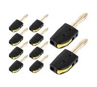 10pcs 4mm Push Type Banana Plug Connector with Gold Plated Terminals | Stackable Insulated Connector with Lever Lock and Wire Clamp, Right Angle Option, for Surround Sound Setups