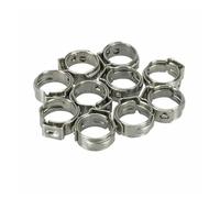 10Pcs 5.3-31mm 304 Stainless Steel Single Ear Stepless Hose Clamp Adjustable Fuel Tube Water Pipe Fixed Clip Assortment Kit(7.3-9.0mm)