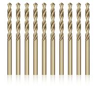 10pcs 5.5mm Drill Bits for Metal, Drill Bit Sets for Metal M35 Cobalt 5% Jobber Straight Shank 135°Gold Finish Metal Drill Bits for Stainless Steel Hard Metal