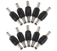10pcs 5.5x2.1mm Dc Plug Coupler Adapter for Power Extension | Black PVC Metal Inline Joiner, Quick Fix for Routers and Dc Cables in Portable Office Racks