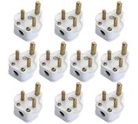 10Pcs 5 Amp Round Pin Plugs Mains Plug, 3 Pin Plugs for Stage Lighting Lamp, Plug 3 Pin Lighting Plugs Adaptor for Stage Lighting Lamp, Flood Lights, Spotlights, Landscape Lights(10Pack , White)
