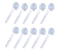 10Pcs 5 Gram/10 ml White Plastic Tablespoon Measuring Spoons with Long Handle Mini Powder Scoops Tiny Spoons for Measuring Coffee Grains Protein Spices (Round Bottom)