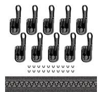 10PCS #5 Zippers Replacement Reversible Pulls Sliders Zips with U-Shape Stop Kit for Outdoor Tents and Double-Sided Clothes