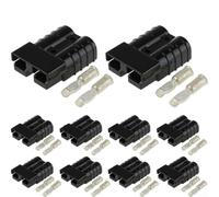 10PCS 50A Style DC Power Connector 6AWG 12-24V for Solar, Caravan, 4x4, Marine and Dual Battery Setups with UL94-V0 Rated Housing(Black)