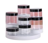10pcs 50ml 80ml 100ml Empty Cosmetic Cream Jar With Aluminum Lid Clear Plastic Storage Container PET Makeup Pot Travel For Lotion Shampoo(Black Lid,100ml)
