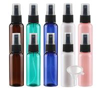 10Pcs 50ml Small Spray Bottle Empty Mixed Color Plastic Fine Mist Spray Bottles with Black Sprayer for Travel, Refillable Colorful Liquid Perfume Containers with 2Pcs Funnels