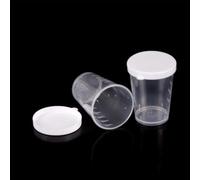10pcs 50ml Transparent Medicine Measuring Cup Set, White Lids, Plastic