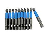 10pcs 50mm Non-Slip Screwdriver Bit Set PH1 PH2 PH3 for PZ1 for PZ2 PZ3 for Magnetic Driver Handle, Alloy Steel Professional Tool(for PZ2)