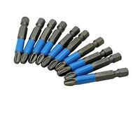 10pcs 50mm Non-Slip Screwdriver Bits Set, PH1/PH2/PH3/PZ1/PZ2/PZ3, Single Head Magnetic Driver Bit, Made of 9255 Alloy Steel for Home and Workshop Use