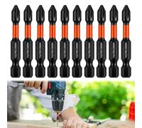10pcs 50mm PH2 Impact Duty Screwdriver Drill Driver Bits Set Strong Magnetic Phillips Screwdriver Bits Anti Slip 1/4 Inch Hex Fitting for Mechanical Home Appliance Repair Furniture Assembly