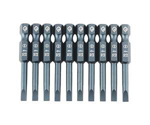 10pcs 50mm Slotted Screwdriver Bits Set Magnetic Flat Head 1/4 Inch Hex Shank Alloy Steel H6.3x50mm SL4mm for Impact Drill Driver