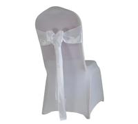 (10pcs/50pcs) Satin Mariage Sash for Wedding Chair Decoration Ribbon Band Belt Christmas Birthday Party Chair Sashes(White,10 pcs)