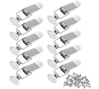 10Pcs 56mm Spring Loaded Toggle Latch, Stainless Steel Tension Clasp with 40 Screws, Duck Billed Buckles Catch Clamp Clip for Wooden Box, Case, Chest, Cabinet, Trunk