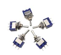 10PCS/5PCS Miniature Toggle Switch Single Pole Double Throw ON-OFF-ON ON-ON 120VAC 6A 1/4 Inch Mounting MTS-102 103 202(MTS-102,10Pcs)