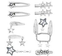 10Pcs/5Pcs Star Pendant Barrettes Metal Chain Gothic Hair Pins Trendy Hair Clips Punk Accessory For Everyday Wear