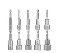 10Pcs 6-19mm Magnetic Power Nut Driver Set for Impact Drill Quick Change Chuck Socket Wrench Nut Setters 1/4" Hex Shank for Electric Drill