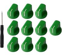 10pcs 6.35MM Potentiometer Guitar AMP Knobs Pointer Knob with Set Screw 1/4 Shaft Guitar Effect Pedal Knobs (Green)