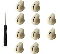 10pcs 6.35MM Potentiometer Guitar AMP Knobs Pointer Knob with Set Screw 1/4 Shaft Guitar Effect Pedal Knobs (Aged White)