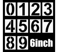 10PCS 6 Inch Large Plastic Number 0-9 Address Stencils Set, Reusable Spray Painting Stencils for Painting on Road, Parking Lot, Mailbox, House Numbers & Wall Art