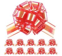 10Pcs 6 Inch Large Pull Bows for Gift Wrapping, Iridescent Ribbon Bows for Wedding, Birthday, Gift Basket, Christmas, Valentine's Day(Red)